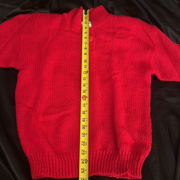 Bristol Court 70's Ski Sweater | Vintage Red Stand Collar Knit Sweater - Picture 7 of 9